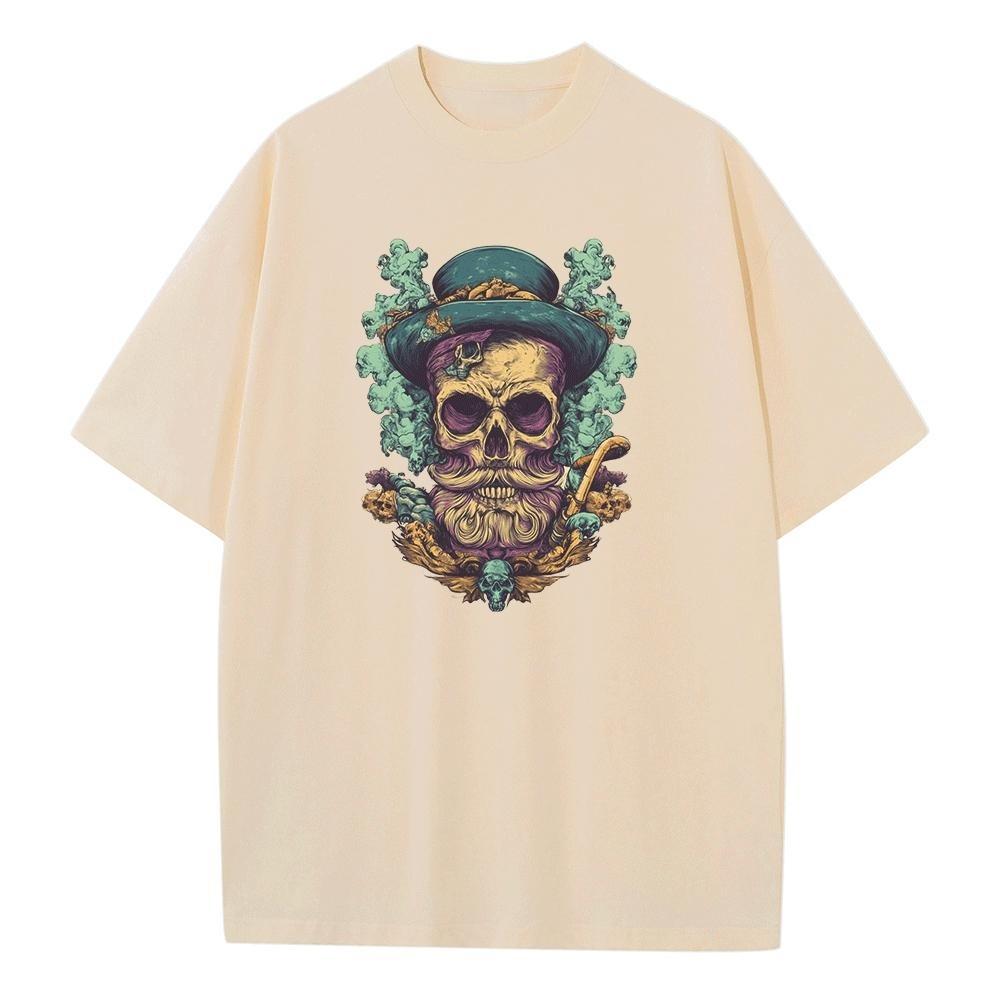 Baggy T Shirt Cotton Graphic Tees Design Clothes Old School Skull Pattern Dropped Shoulder Vintage Tops Oversize T Shirts