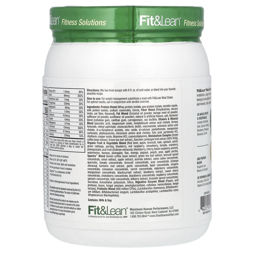 Fit & Lean Wheat Shake, Complete Fitness Nutrition, Chocolate Milkshake, 1 Lb (450 G)