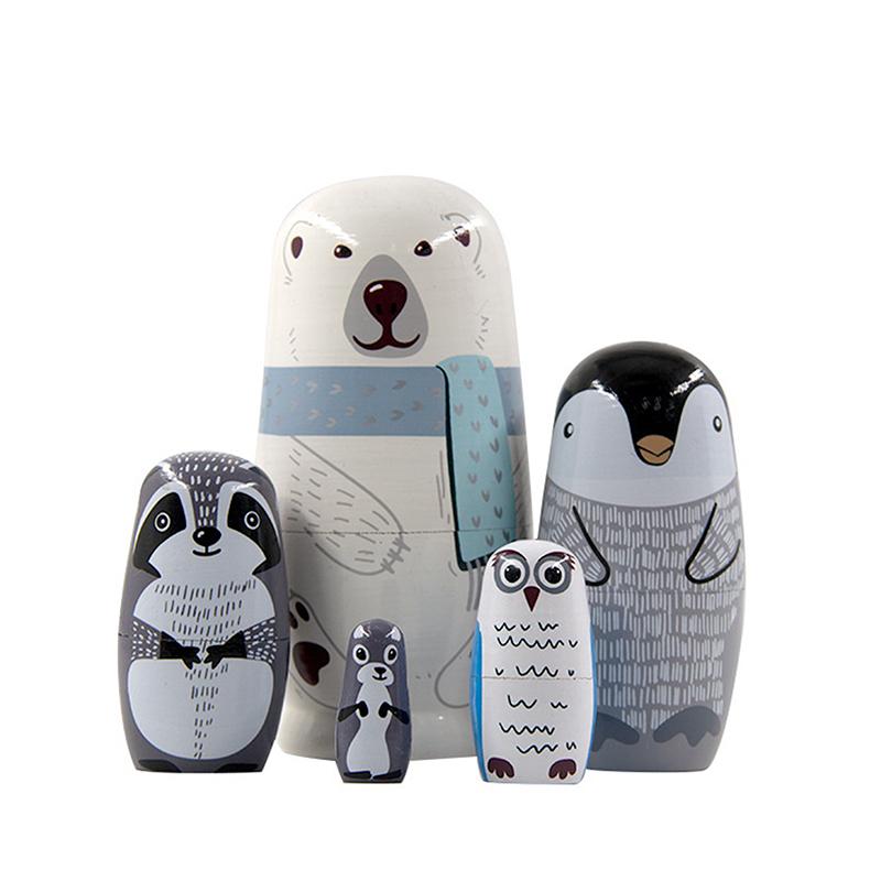 Hand Paint Toys Nesting Dolls Figurines Decorations Wooden Matryoshka Toys Craft Collection Handmade Stacking Dolls