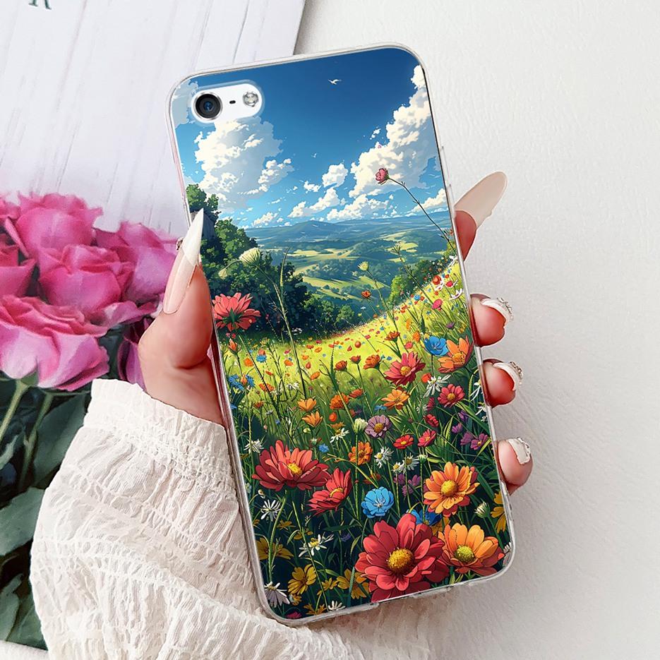 Для Apple iPhone 5 5S Чехол iPhoneSE Роскошный Чехол с Рисунком Цветов Мягкий Силиконовый Чехол для Телефона Для iPhone SE 2020 2022 iPhone5 Fundas