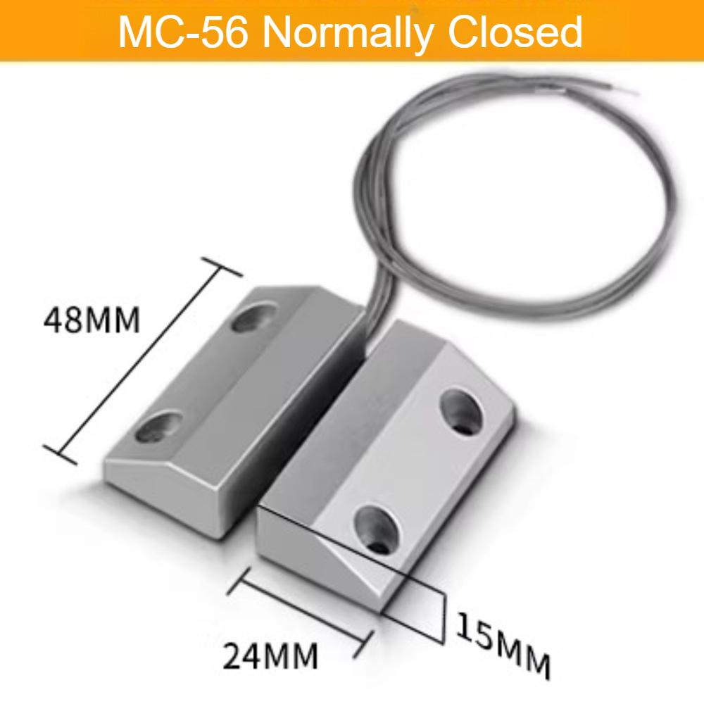 2Pairs MC-52 Wired Magnetic Door Window Contact Switch Heavy Duty Iron Door Sensor Reed Switch for Alarm System Normally Open NC 7