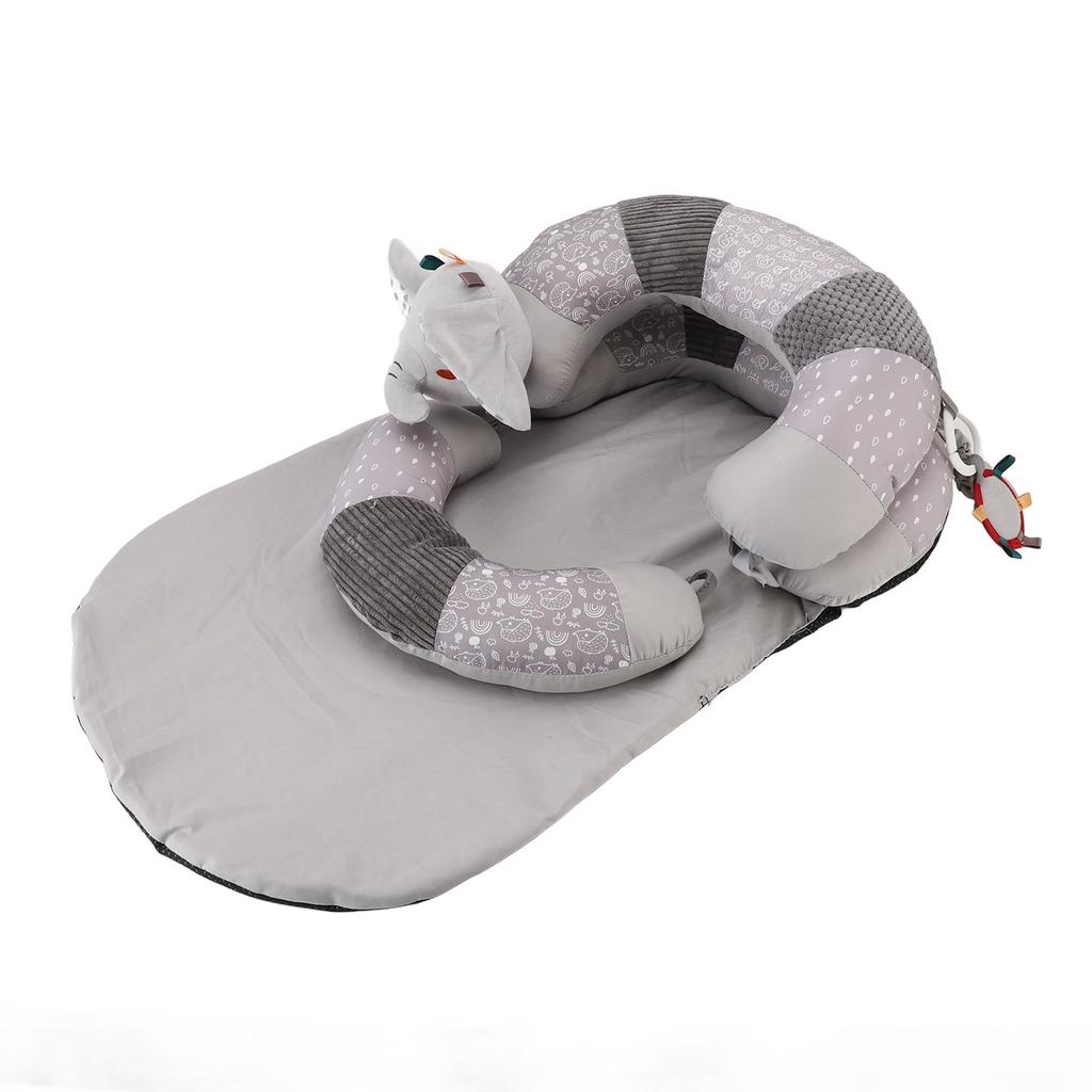 Tummy Time Mat and Seated Support Pillow Early Education Soft Baby Play Mat with Detachable Toys