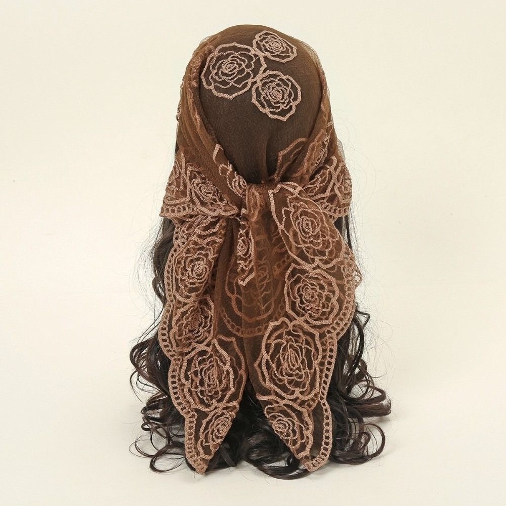 Floral Embroidery Lace Scarf Breathable Sunscreen Shawls Fashion Headscarf Summer