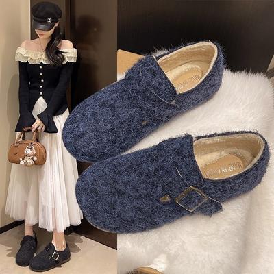 Ретро флисовая женская обувь, новые осенне-зимние ботинки-бини, флисовые теплые пушистые хлопковые ботинки