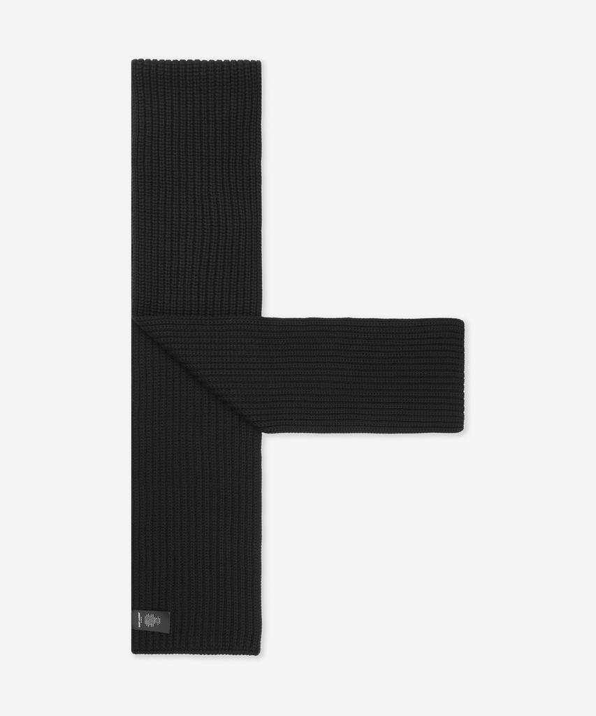 SAINT LAURENT Logo Patch Knit Scarf - Black / 7991463Yr611000