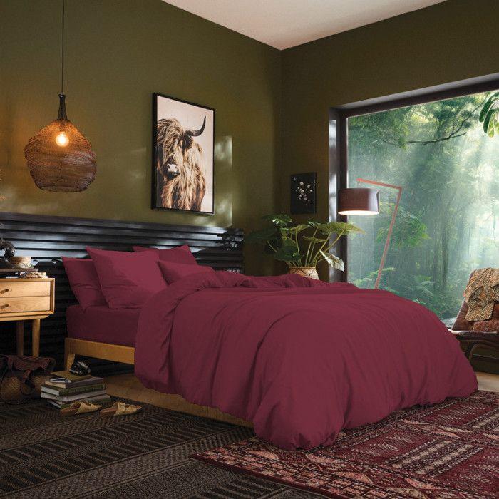 Fitted Sheet 90 X 190 Cm, 30 Cm Cap "Premium" for Single Bed - Premium Garnet