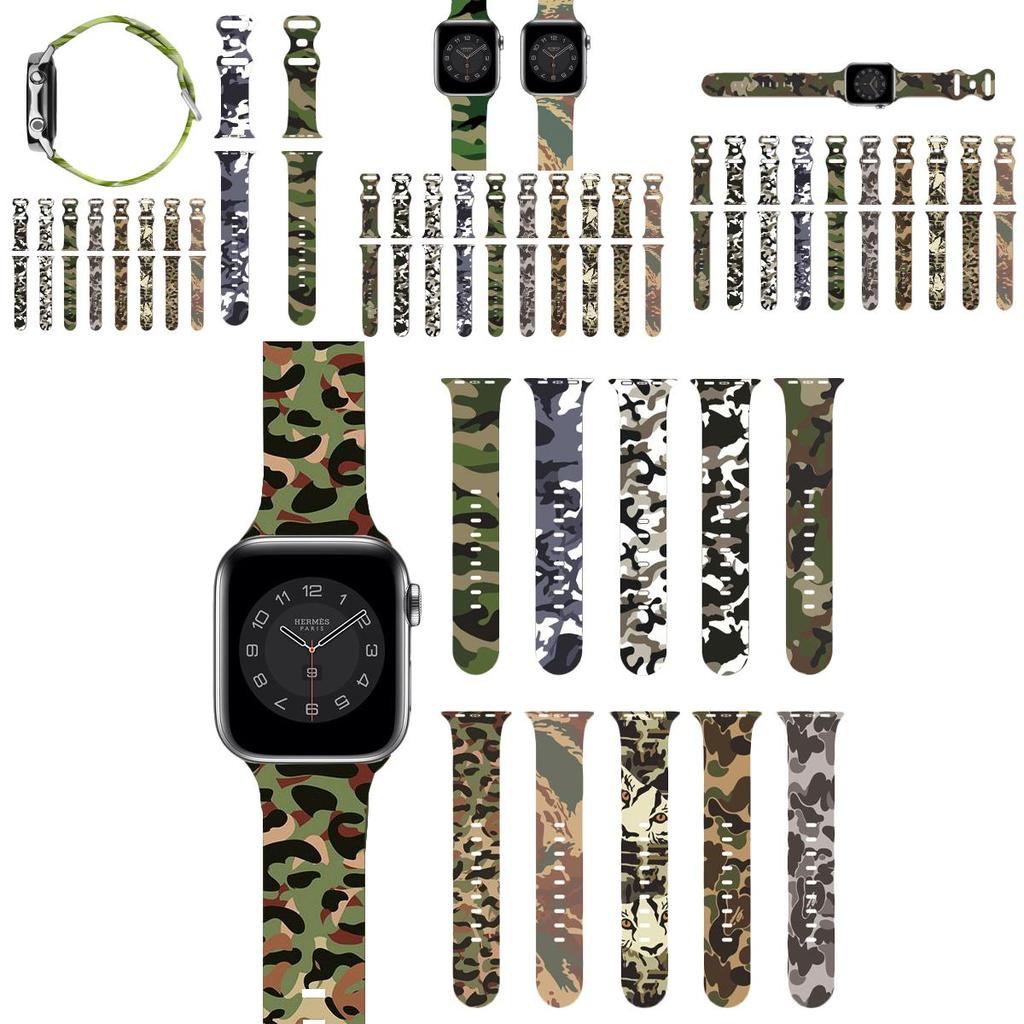 Камуфляжный ремешок для Apple Iwatch 7 6 Se 5 4 3 2 1, противоударный и легкий
