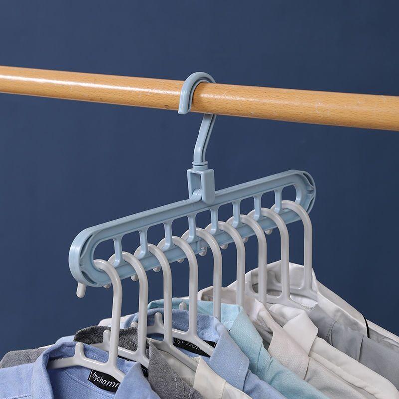 Multi-function 9 Holes Sliding Hanger Anti-wind Homehold Plain Clothes Storage Sliding Clothes Rack