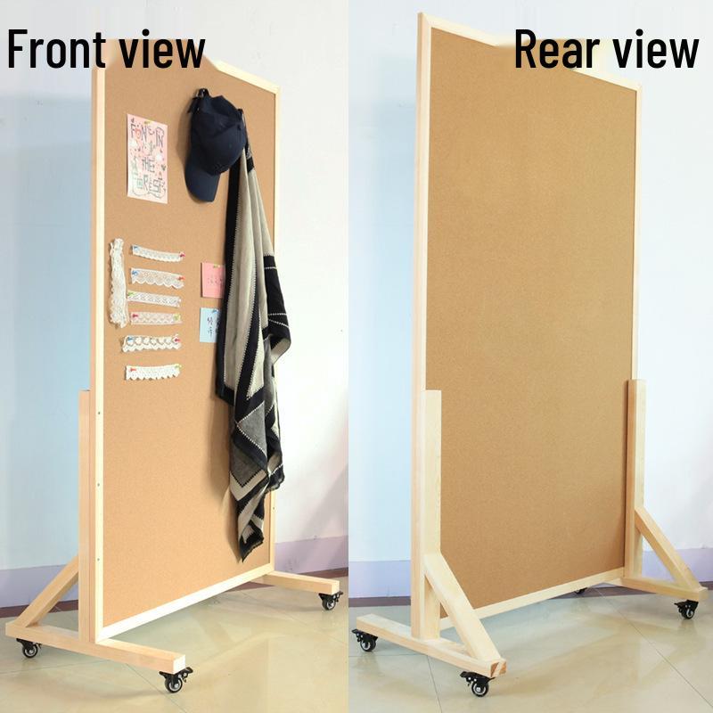 Mobile Felt Bulletin and Photo Display Board - Vertical Standing Announcement Wall for School and Office Use