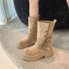 Fashion Fashion Belt Buckle Women Mordern Boots Design Height Increase Shoes Autumn Winter Women's Mid Calf Booties