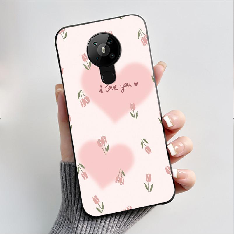 Чехол с рисунком для Nokia 5.3/Nokia 5.4/Nokia 3.4 Мягкий силиконовый черный чехол-обложка Милый цветочный мультяшный корпус Fundas