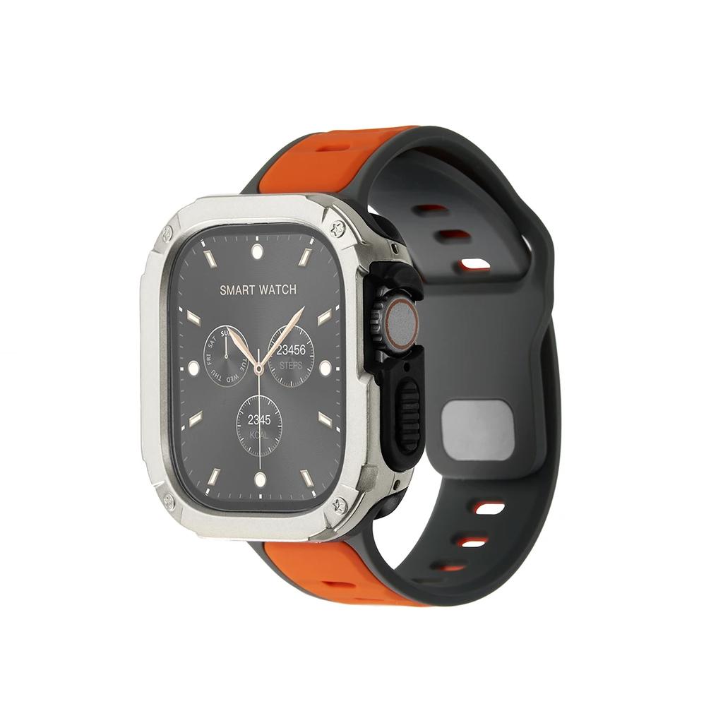 Ремешок+Чехол для Apple Watch 49мм 44 45 46ММ TPU+PC Защитный Бампер Силиконовый Ремешок для Iwatch Серии 10 9 8 7 6 5 4 Se Ultra 1 2