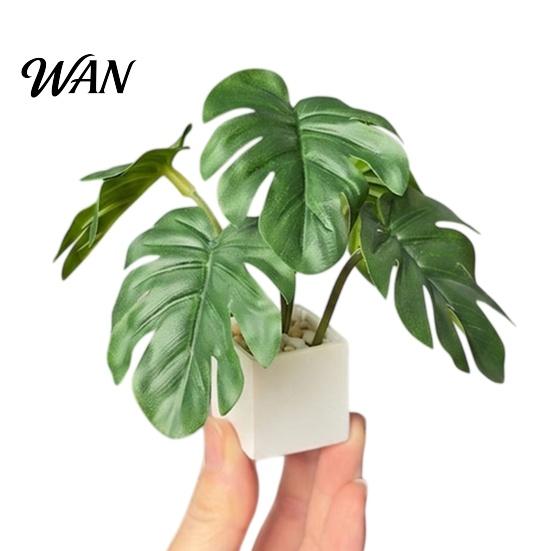 Dollhouse Accessories 1:6 Miniature Simulated Potted Plant, Realistic Artificial Greenery with White Square BJD Furniture Basin, Desktop for