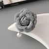 1Pcs Retro Black Camellia Pin Brooch Women French Vintage Small Fragrance Imitation Pearl Brooch Fashionable Jewelry Accessories