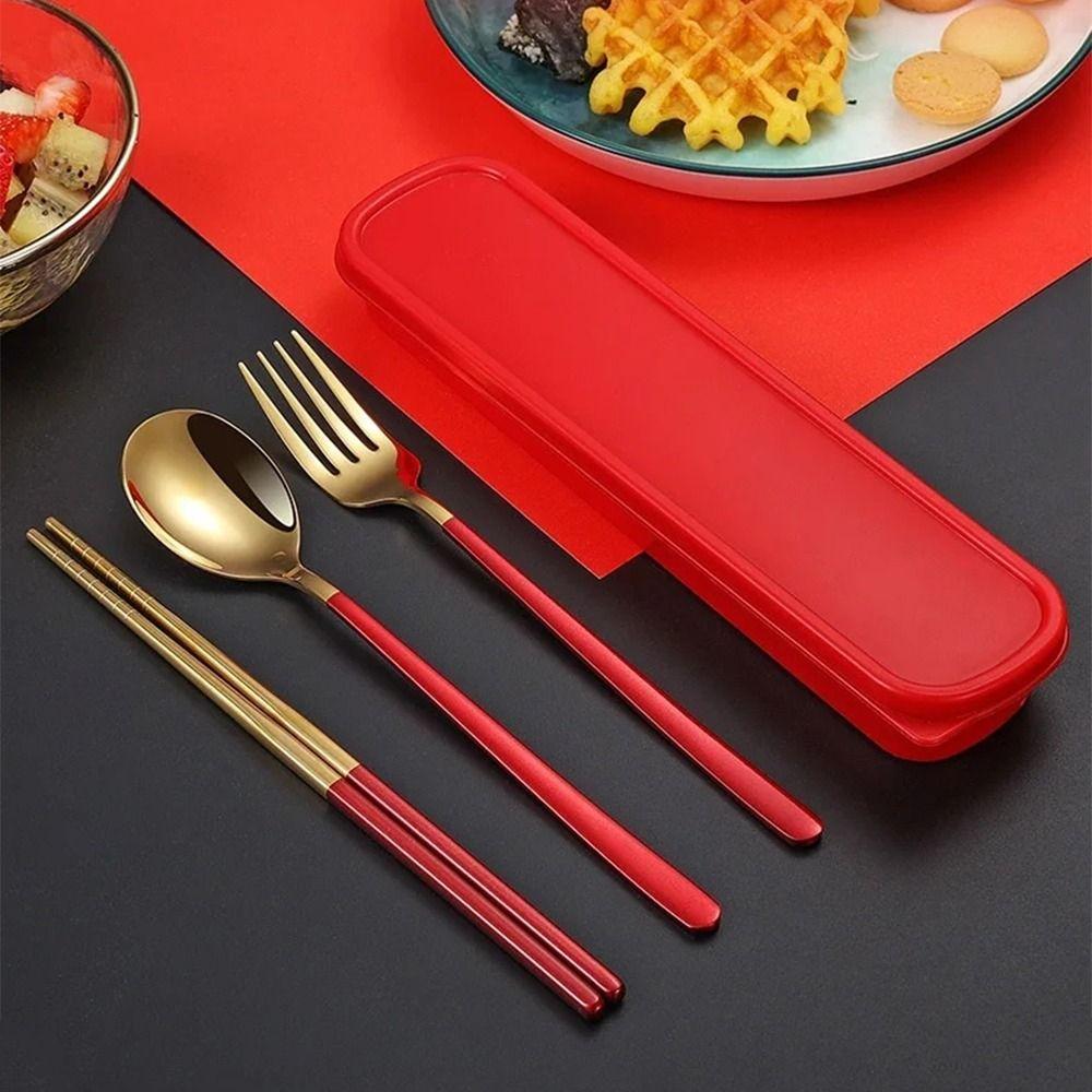 Набор вилок и ложек серебряного/золотого цвета, палочки для еды, дорожные столовые приборы из нержавеющей стали для пикника