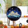 Snow Mountain Pendant Stained Acrylic Window Hanging Decor Starlit Sky Snow-capped Mountain Ornament for Windows Walls Doors