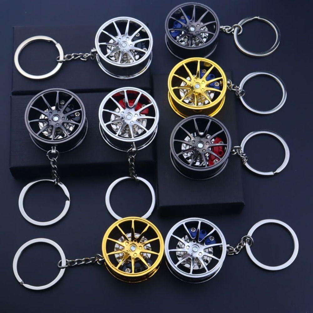 Zinc Zinc Zinc Alloy Wheel Hub Key Chain Rotatable Car Accessories Keychain  Girls Boys