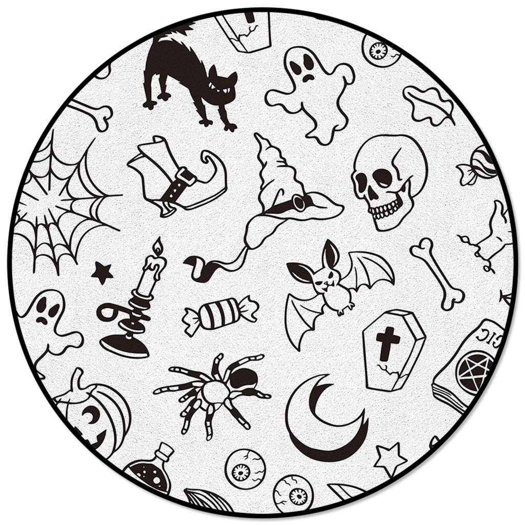 Черный Ведьма Череп Луна Гадание Печати Круглый Ковер Гостиная Спальня Нескользящий Напольный Коврик Современный Домашний Декор Круглый Ковер