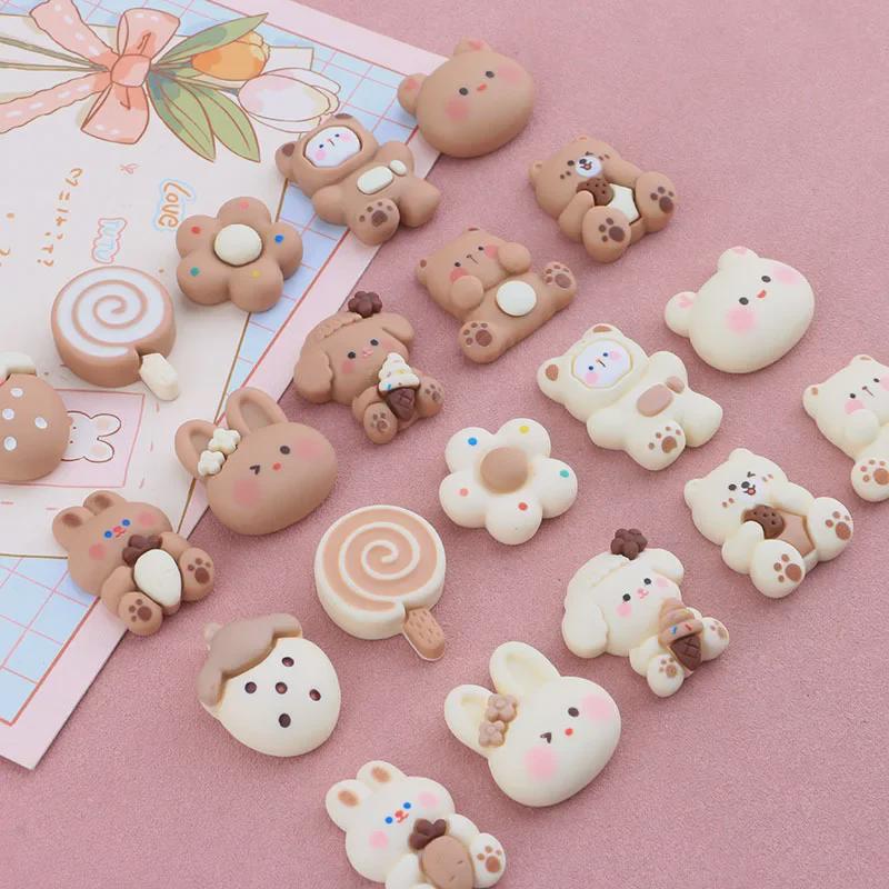 Аксессуары из мультяшной смолы бежевого коричневого медведя: Крем-клей своими руками, чехол для телефона, холодильник, повязка на голову