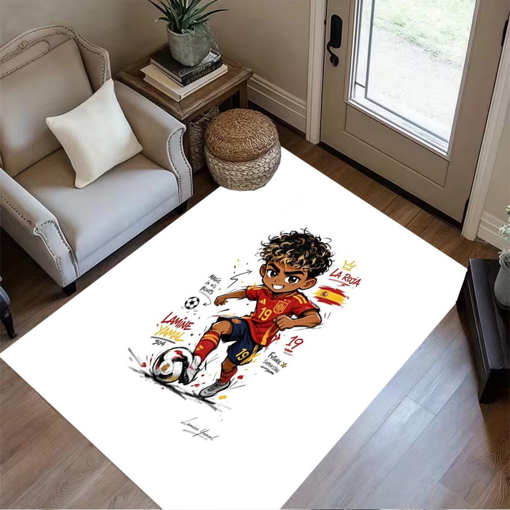Lamine Yamal's La Roja Soccer Legend Floor Rug Office Rug Design for Hallway Dining Room Balcony Kitchen Antislip Carpet Anime Office Decor Spiritual