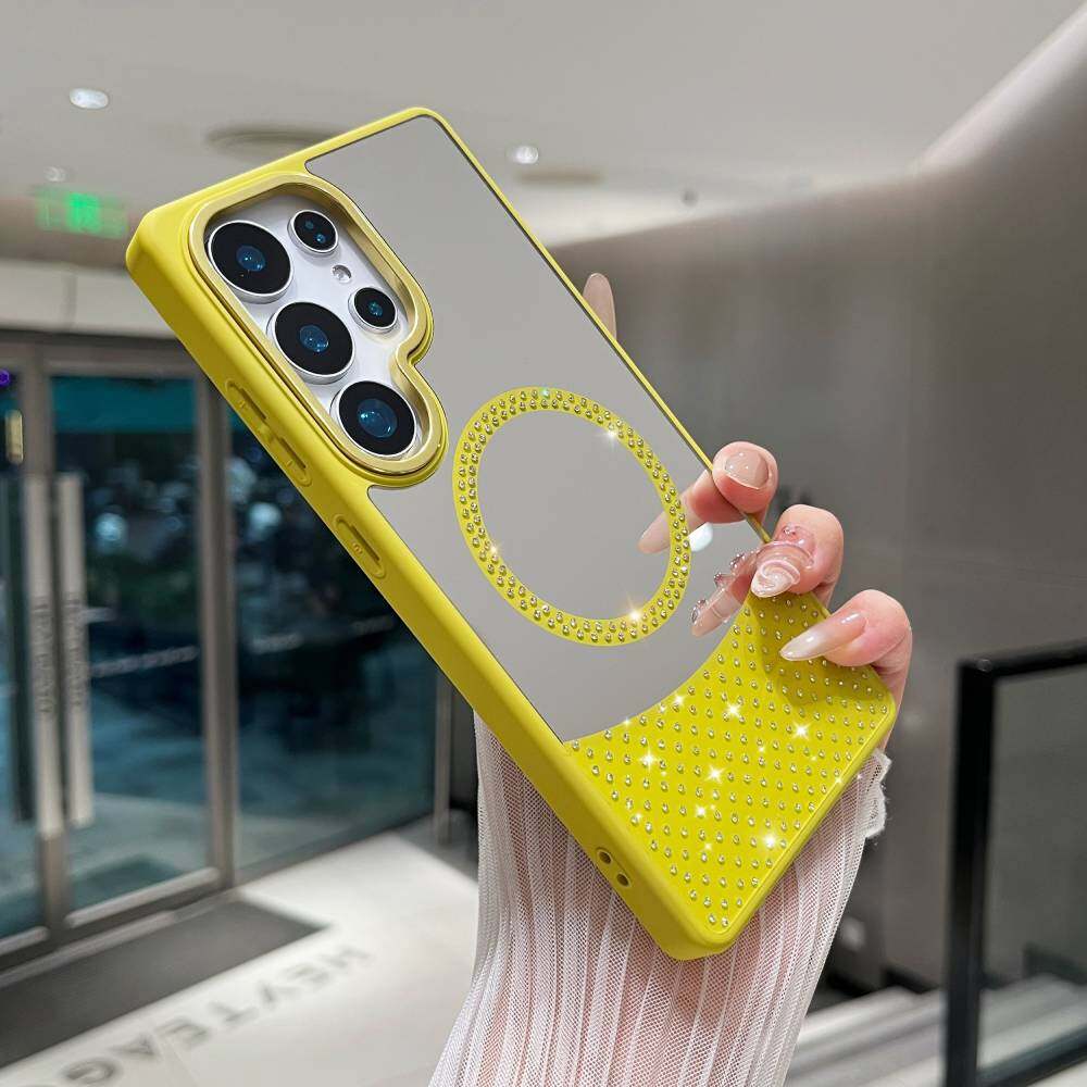 Зеркальный чехол для Samsung Galaxy A25 5G/ A35/ A55/A32/A26/A36/A56 MagSafe Magnetic Wireless Charger Fashion Makeup Candy Color Glitter Phone Cover