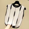 Striped Vintage Chic O Neck Knitted Sleeveless Women's Vest Fashion Lightweight Summer Tank