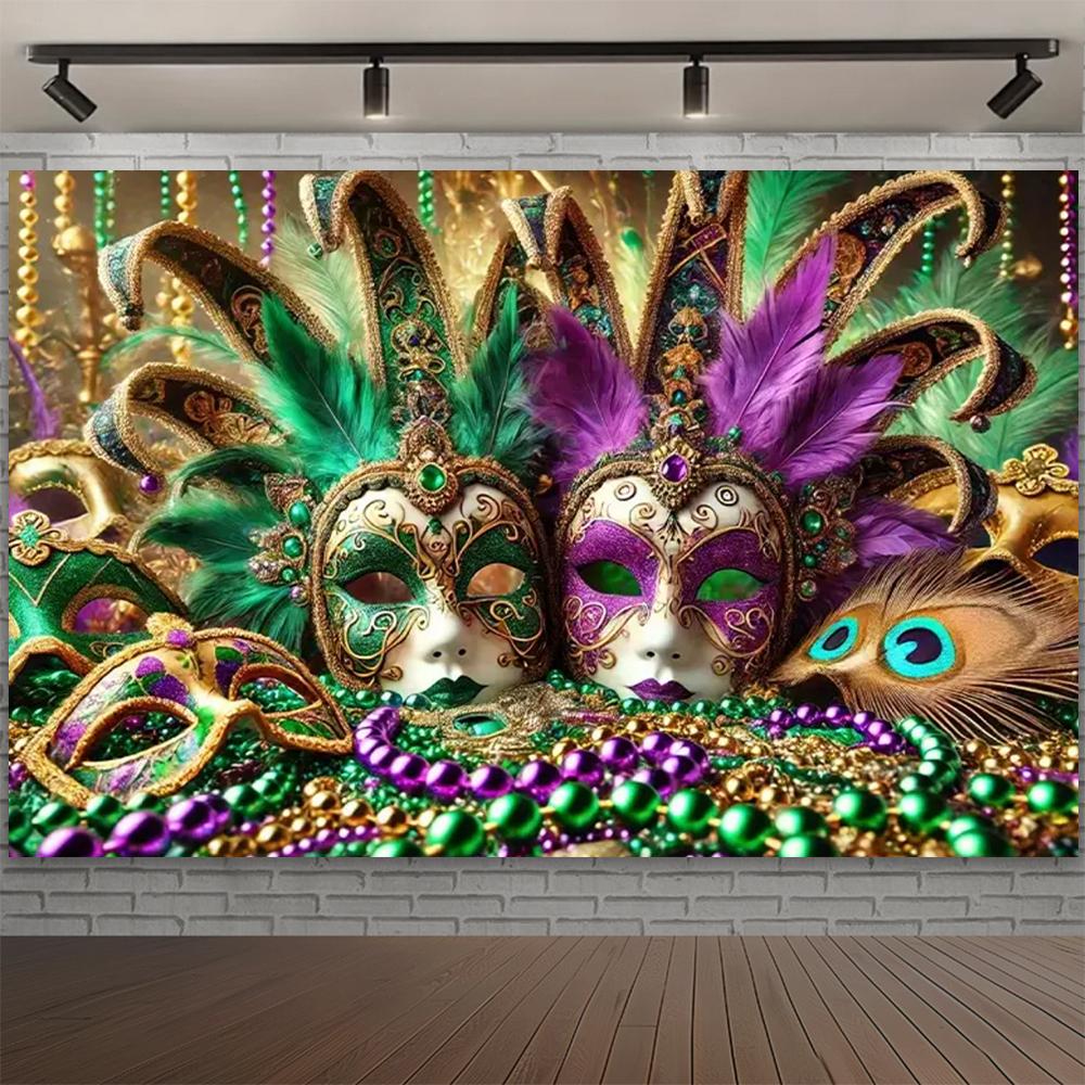 Carnival Mask Ball Theme Party Photography Background, Adult Birthday Party, Family Party Decoration Photography Backdrop Cloth