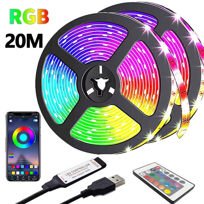 Светодиодная RGB лента DC5V 1-30 м USB Bluetooth Инфракрасный 24-кнопочный пульт дистанционного управления Гибкая лента для лампы для фестиваля, вечеринки, ТВ, стола, спальни