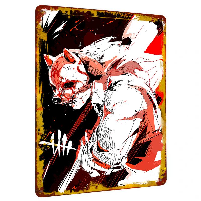 Dark Style Bloody Hound Warrior Metal Iron Painting Home Decor Wall Hanging Living Room Bedroom Creative Ornament