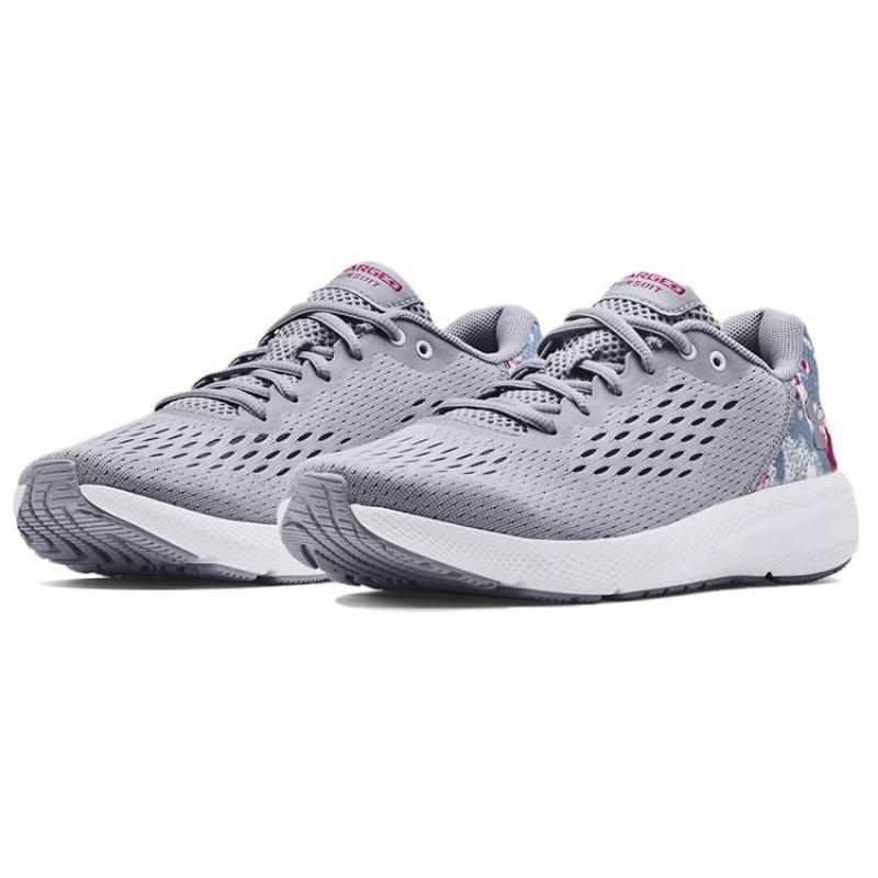 Under Armour Pursuit Fabric Synthetic Leather Low Top Running Shoes Women Modern Grey 3024443-100