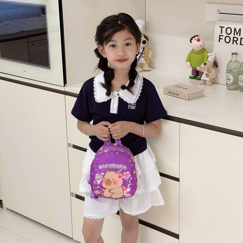 Kindergarten Small And Medium Class Baby Schoolbag Foreign Style Cute Printed Boys And Girls Backpack Kapibara Children'S Backpack