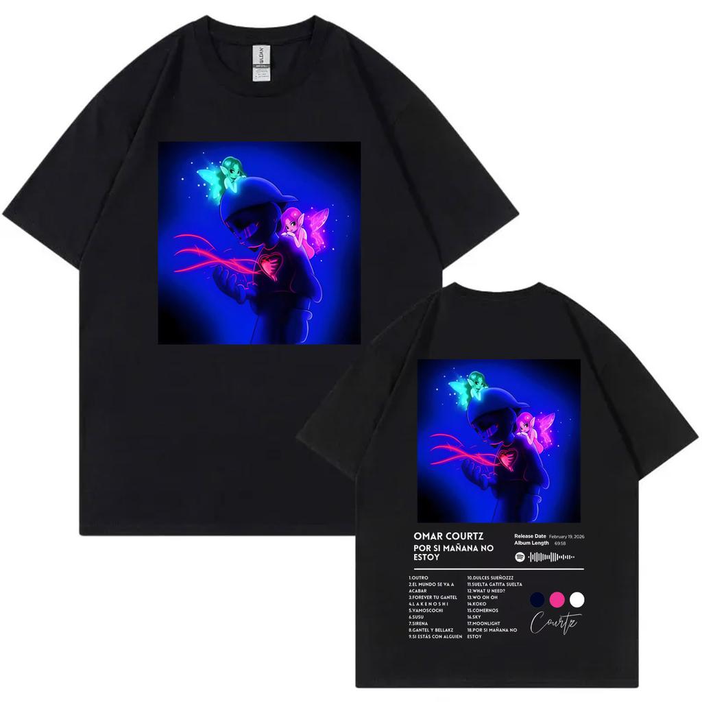 Singer Omar Courtz Double Sided Print Tshirt Por Si Mañana No Estoy Album Poster Graphic T Shirts Unisex Casual Cotton Tshirts