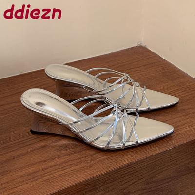 Мода Мода Остроносые Тапочки-клинья Для Женщин Обувь Женские Шлепанцы Сандалии Неглубокие Женские Тапочки-клинья Туфли Лодочки