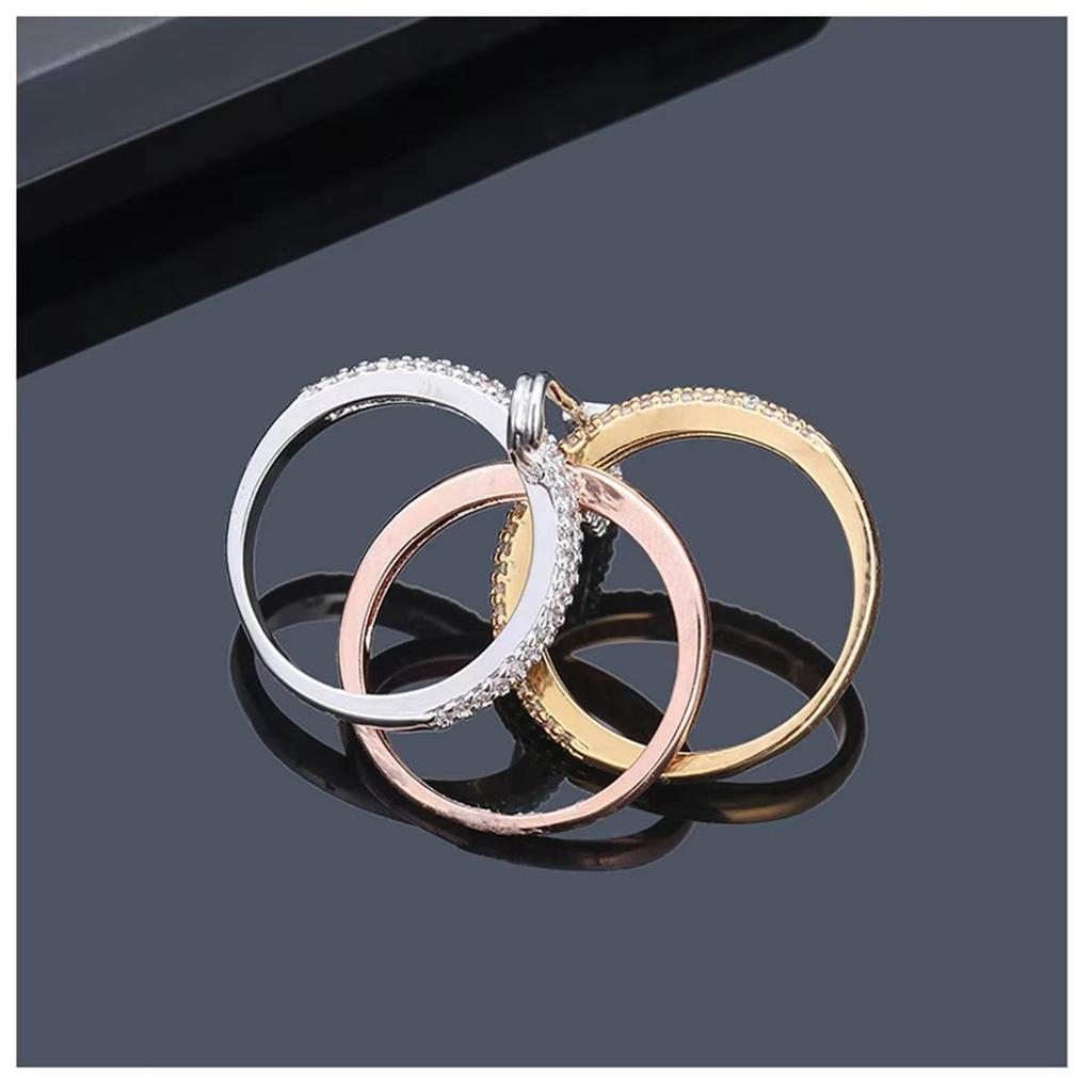 Tricolor Detachable Safety Pin Ring with Micro-set Zirconia for Women