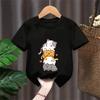 Милый кот Графика Детские Футболки Летние С Коротким Рукавом Мультяшный Животное Мальчики Девочки Одежда Кавайный Котенка Топы Y2K Детская Футболка