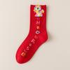 Rainbow Color Kawaii Girl Socks Striped Printed New Year Cotton Socks Tube Socks  Spring Festival