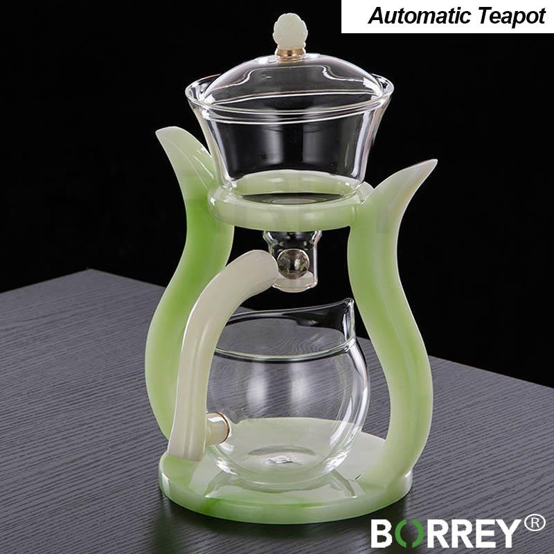 BORREY Creative Kung Fu Tea Sets Heat-resistant Glass Teapot Turkish Drip Pot Infuser Tea Coffee Automatic Magnetic Teaware