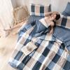 Клетчатое летнее одеяло из стираного хлопка с кондиционером, тонкое одеяло, покрывало для односпальной кровати, двуспальной кровати размера «queen-size» и «king-size»