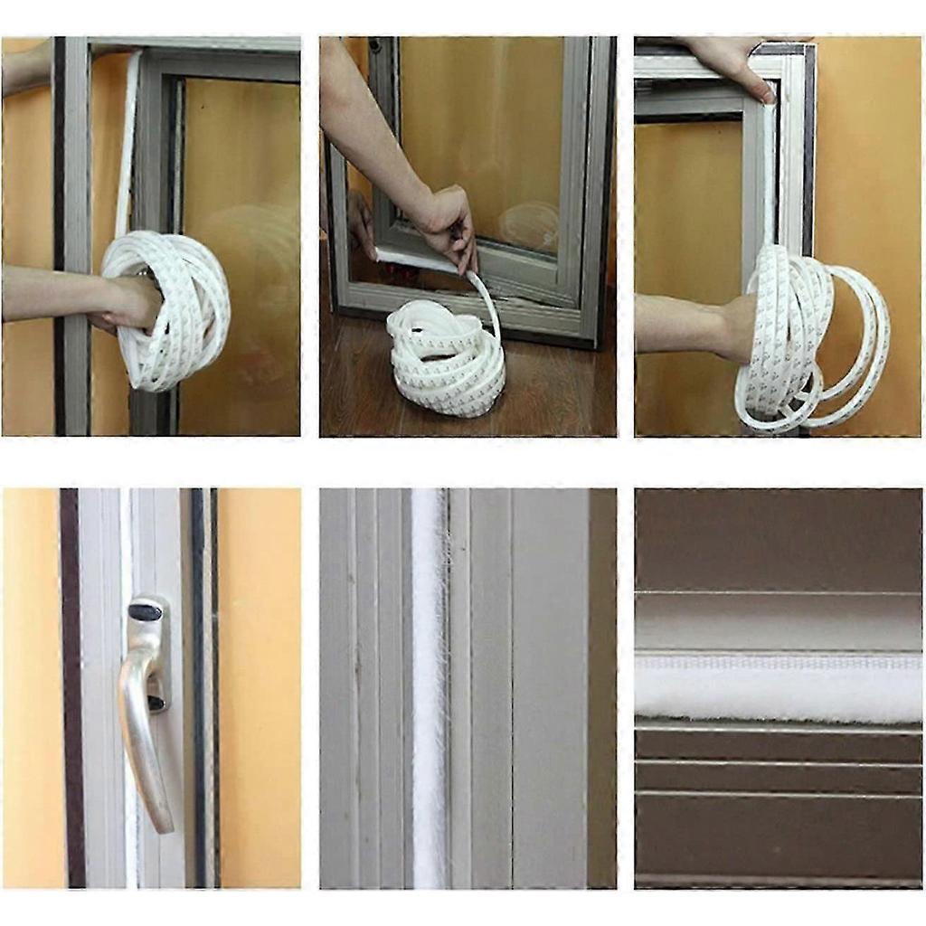 9mm x 15mm Self-adhesive Anti-dust Brush Strip for Movable Windows and Doors (White)