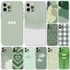Art Sage Green Phone Case for Iphone 5 5s 2020se 6 6s 7 8 Plus X 10 XR XS 11 12 13 Mini Pro MAX Black Tpu Back Cover