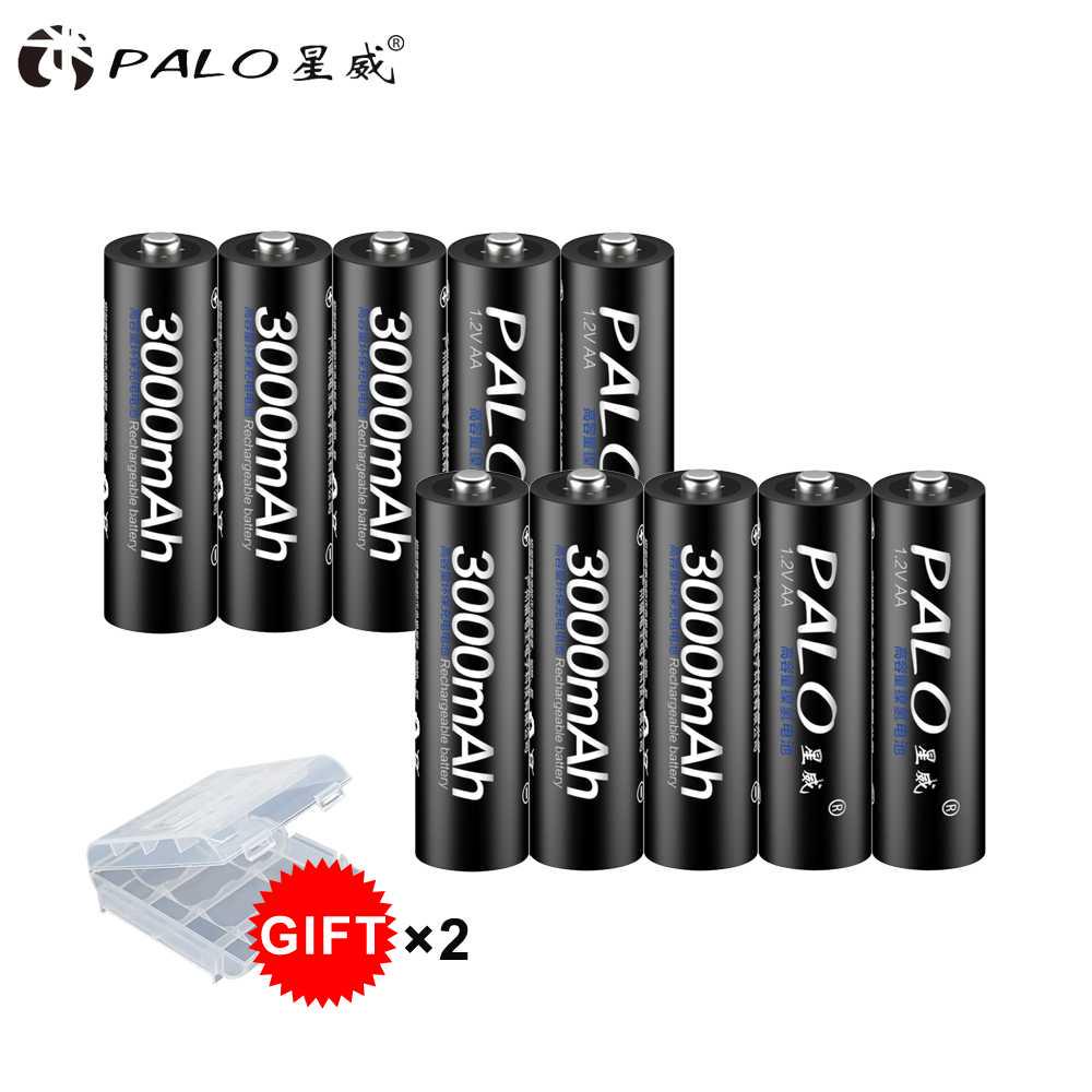 PALO 10 шт. аккумулятор 3000 мАч 1,2 В NI-MH аккумуляторы предварительно заряженные 2А для камеры