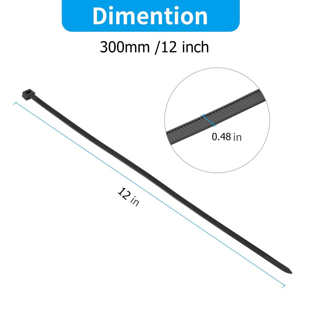 Белые кабельные стяжки XINGO 12 дюймов, Сверхпрочные, Набор из 80 штук, 250 фунтов, Сверхпрочные пластиковые хомуты для проводов, Большие кабельные стяжки, Очень длинные хомуты, Устойчивые к УФ-излучению
