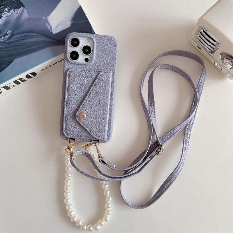 Кожаный чехол-кроссбоди на запястье для телефона для iPhone 13 12 Mini 15 14 Plus 11 Pro Max, кошелек с держателем для карт, защитная крышка