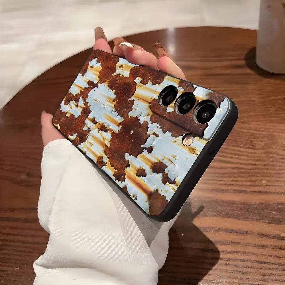 Grunge Texture Rusty Phone Case For Samsung S25 S24 FE S23 S22 S21 Plus S20 Ultra Note20Ultra Black Soft Shell