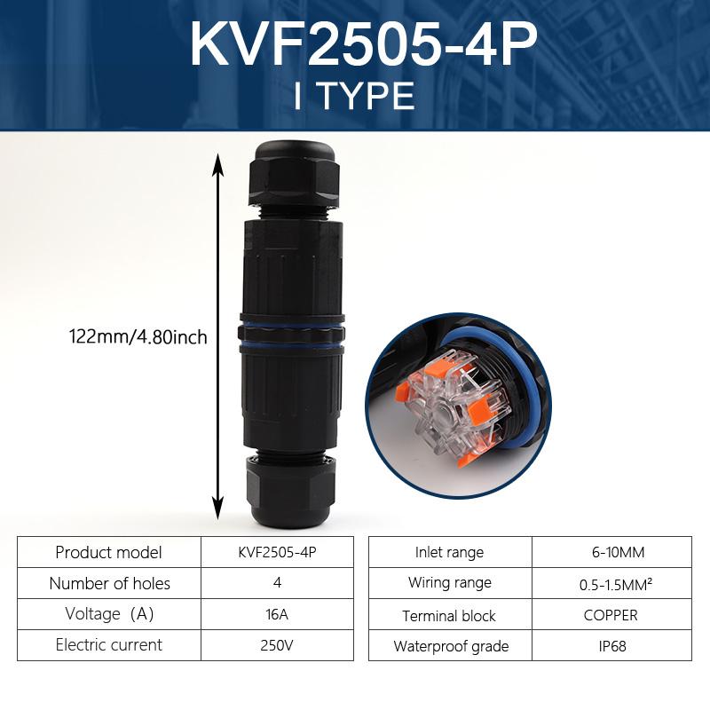 Водонепроницаемый кабельный разъем IP68 I-образной формы 2/3/4/5-контактный KVF Series/KVSF-15, адаптер электрических клемм, быстроразъемный винтовой клеммный блок