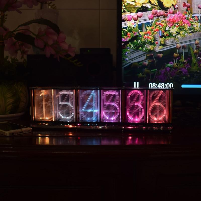Nixie Tube Clock Acrylic RGB- Digital Clock Various Musical Beat Temperature/Data/Week Display Girlfriend Gift Present