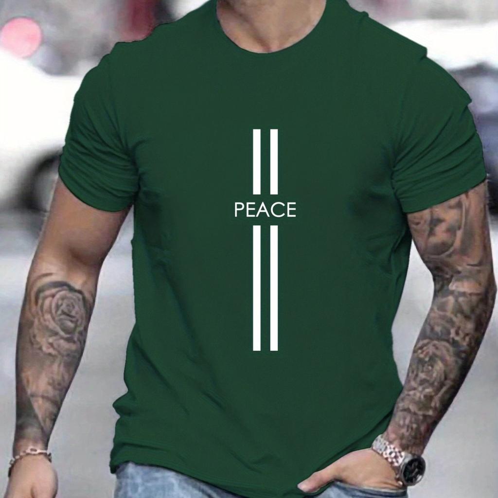 Мужская летняя свободная футболка свободного размера из 100% хлопка с принтом «Мир» с круглым вырезом и коротким рукавом