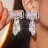 Premium Sense Of Luxury Bow-Shaped Earrings Shiny With Rhinestone Earrings Elegant Trend Women's Earrings 1 Pair