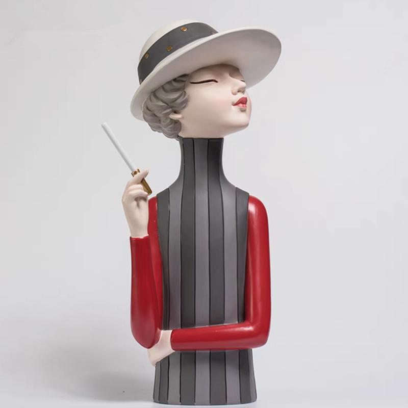 Art Nouveau Girl Statue Portrait Home Organization and Storage Desktop Modern Home Decoration Accessories for Living Room