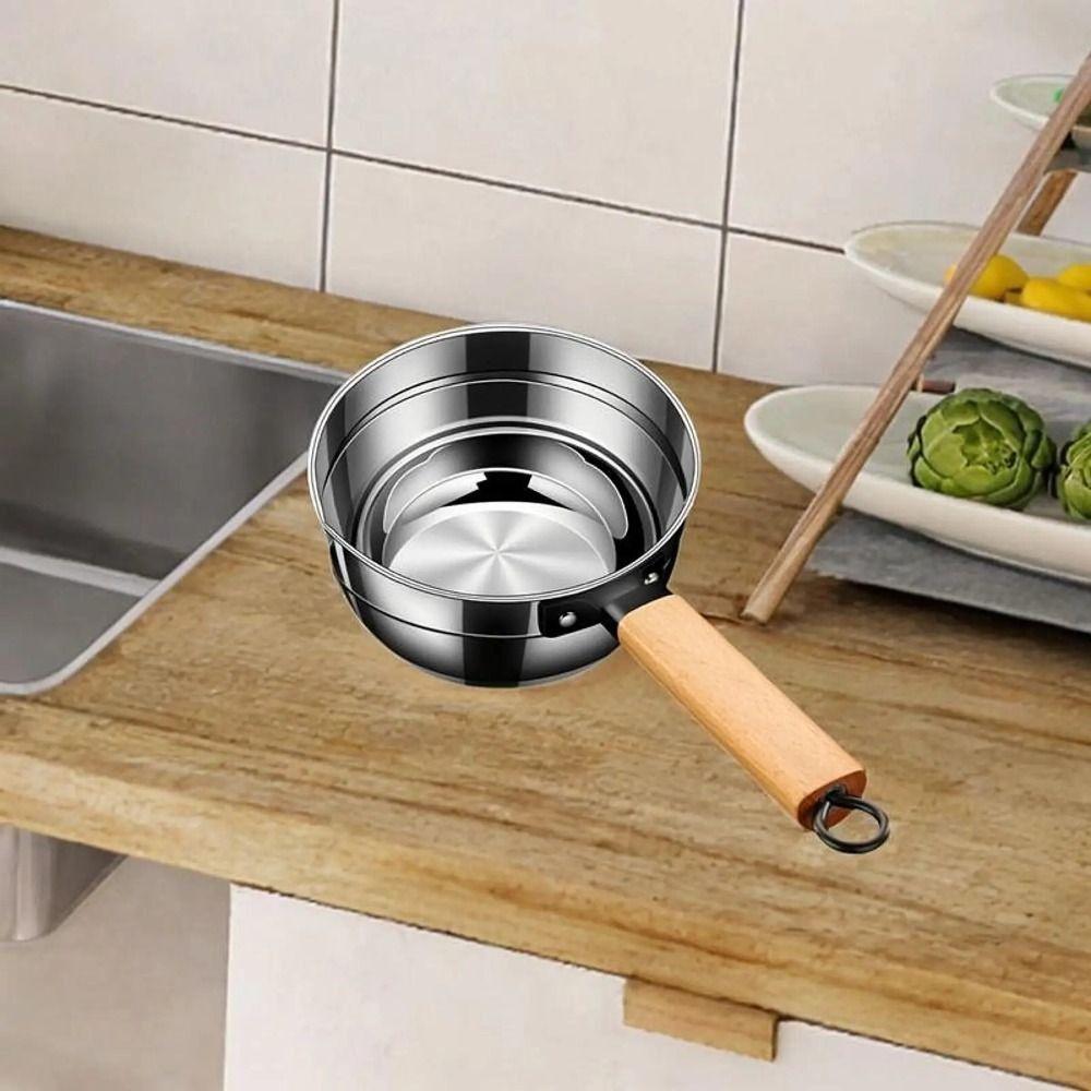 Multipurpose Soup Ladle Wooden Handle Water Spoon Small Saucepan Water Scoops for Flower Watering